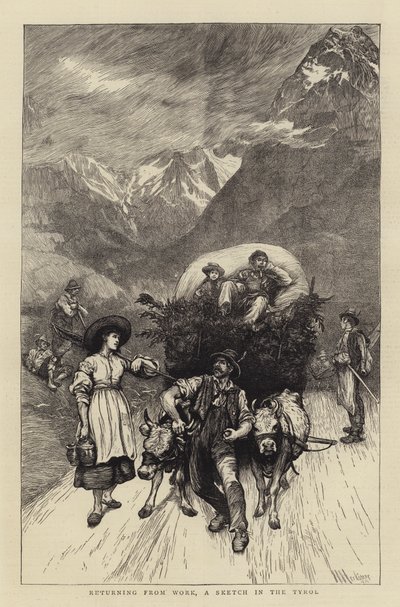 Ritorno dal lavoro, uno schizzo nel Tirolo da Hubert von Herkomer