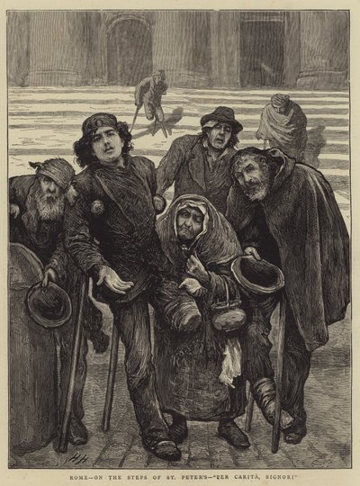 Roma, sui gradini di San Pietro, Per Carità, Signori da Hubert von Herkomer