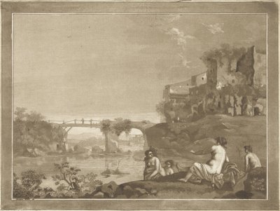 Paesaggio con ninfe che fanno il bagno da Hubertus van Hove