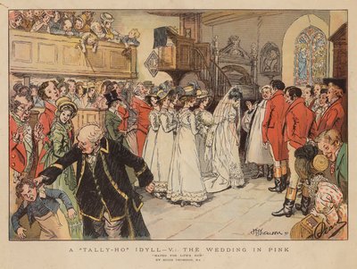 Un idillio a Tally-Ho: il matrimonio in rosa (litografia a colori) da Hugh Thomson