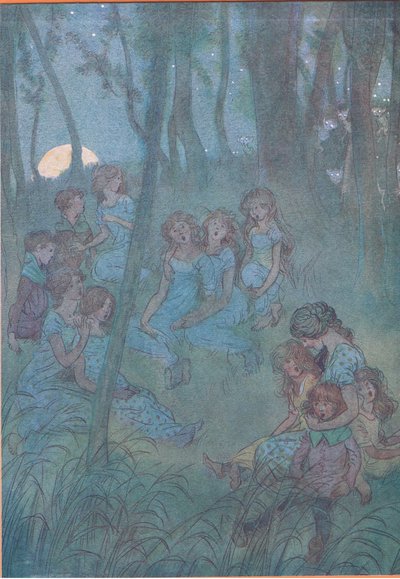 E ogni notte le fate del prato, guardate che cantate, illustrazione da Le allegre comari di Windsor, 1910 da Hugh Thomson