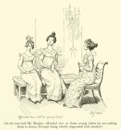 Al suo ballo Mr Bingley ha offeso due o tre giovani donne non chiedendo loro di ballare, essendo completamente assorto con un
