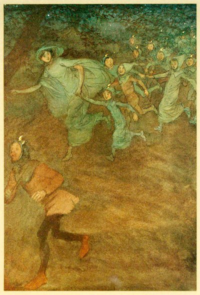 Entra Sir Hugh Evans, Anne Page e altri, da Le allegre comari di Windsor, 1910 da Hugh Thomson