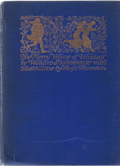 Progettazione della copertina anteriore (illustrazione da Le allegre comari di Windsor, 1910) da Hugh Thomson
