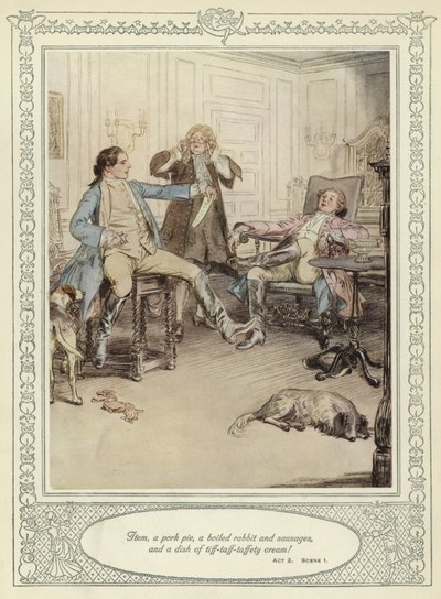 Illustrazione per She Stoops to Conquer di Goldsmith da Hugh Thomson
