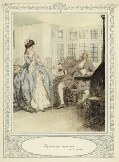 Illustrazione per She Stoops to Conquer di Goldsmith da Hugh Thomson