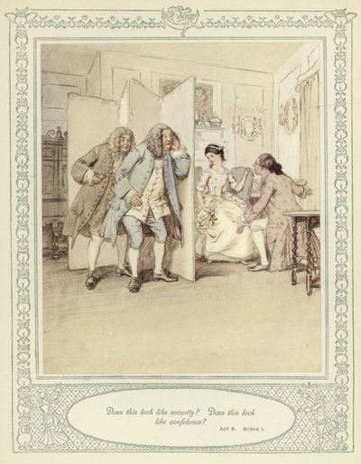 Illustrazione per She Stoops to Conquer di Goldsmith da Hugh Thomson