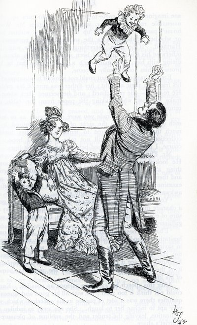 Mr Knightley che gioca con i suoi figli da Hugh Thomson