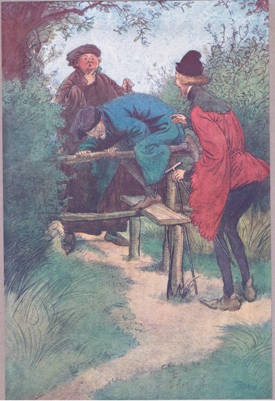 Ecco che arriva il mio padrone, il signor Shallow e un altro gentiluomo da Frogmore, illustrazione da Le allegre comari di Windsor, 1910 da Hugh Thomson