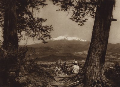 Messico: Amecameca con Iztaccihuatl (foto b/n) da Hugo Brehme