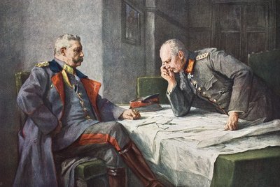 Generale von Hindenburg e Generalquartiermeister Erich von Ludendorff al tavolo delle mappe da Hugo Vogel