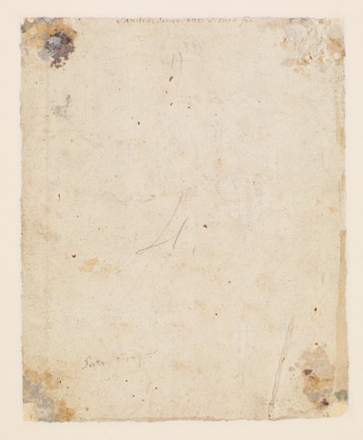 Iscrizione sul retro: centro superiore, inchiostro marrone, mano italiana del XVIII secolo: "Sandro scrive che sicuro fia"; sotto, inchiostro marrone, mano del XIX secolo: "Petro Perugino" da Hugo van der Goes