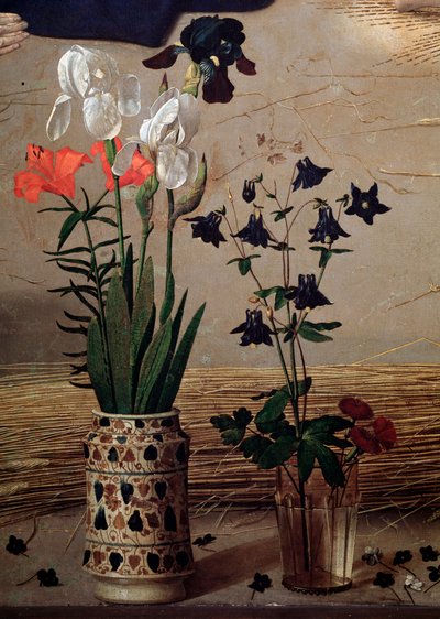 Trittico Portinari: dettaglio centrale dei fiori da Hugo van der Goes