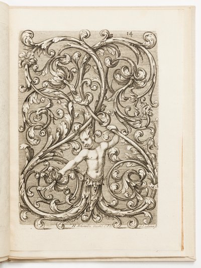 Piatto 14, da Diverses pièces de serruriers (Vari disegni per fabbri) da Hugues Brisville