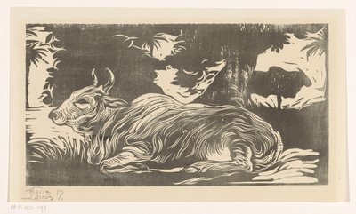 Zebu sdraiato da Huib Luns (signed by artist)