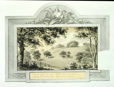 (prima) vista dei giardini, dal Red Book per Antony House, c.1812 da Humphry Repton