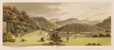 Vista generale dai fronti sud ed est del cottage a Endsleigh, Devon (prima) da 