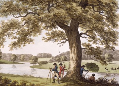Humphrey Repton che rileva con un teodolite da Humphry Repton