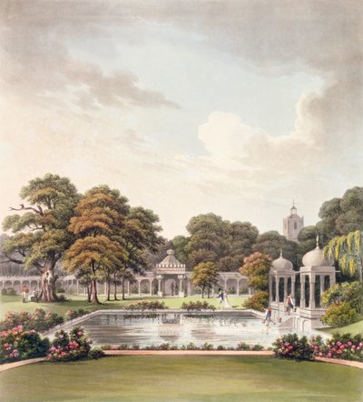 Veduta dalla cupola, Brighton Pavilion, inciso da Joseph Constantine Stadler, pubblicato nel 1808 da Humphry Repton