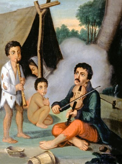 Famiglia di musicisti zingari, c.1880-1900 da Hungarian School