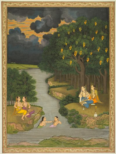 Donne che si godono il fiume al bordo della foresta da Hunhar II