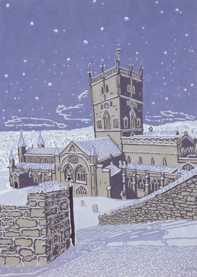 La cattedrale di St. Davids nella neve, 1996 da Huw S. Parsons