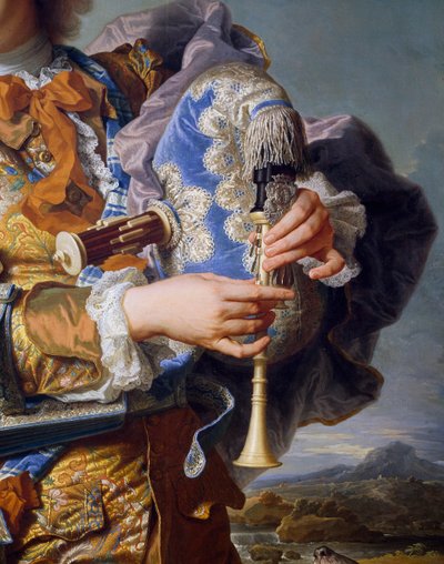 Gaspard de Gueidan che suona la cornamusa, ca 1735, di Hyacinthe Rigaud. Dettaglio. Francia da Hyacinthe Francois Rigaud