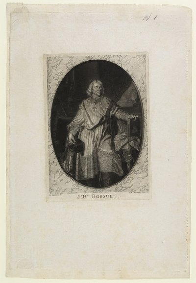 J.B. Bossuet (in piedi), inciso da Jean-Baptiste de Grateloup da Hyacinthe Francois Rigaud