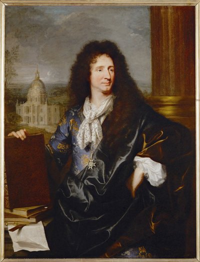 Jules Hardouin-Mansart, primo architetto e sovrintendente degli edifici reali, dipinto nel 1685 ... da Hyacinthe Francois Rigaud