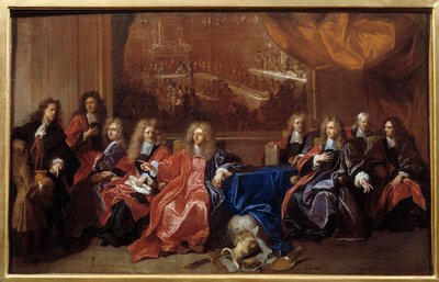 Il prevosto e gli scabini della città di Parigi deliberano sulla commemorazione della cena offerta a Luigi XIV all