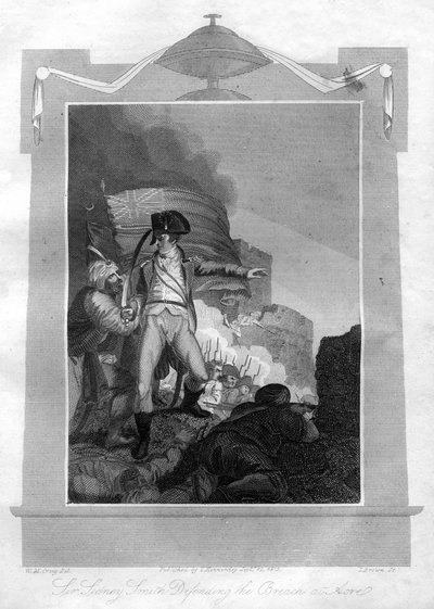 Sir Sydney Smith difende la breccia di Acri da I. Brown