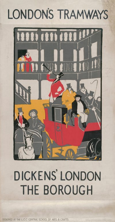 Londra di Dickens - Il Borough, manifesto del London County Council LCC Tramways, 1923 da I Jephson