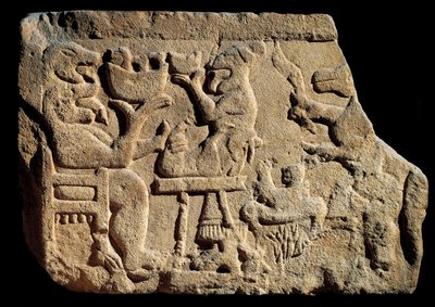 Arte iberica: bassorilievo che rappresenta una scena di banchetto mitologico da Iberian