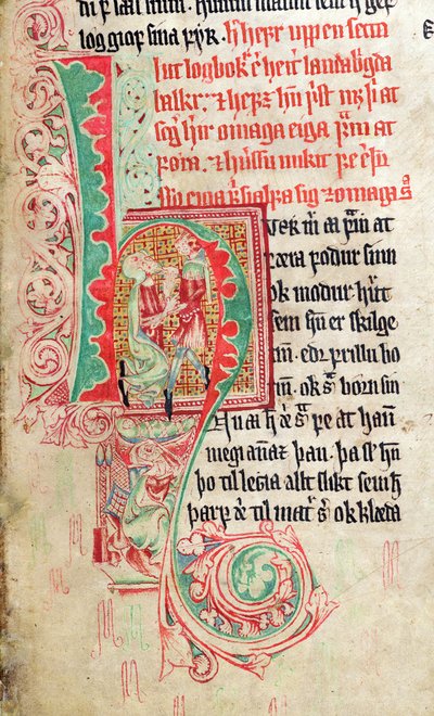 Iniziale istoriate H, da Skarosbok (Il Libro di Skard) c.1350 da Icelandic School