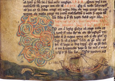 Iniziale istoriate S, da una copia della collezione di leggi originale del XIII secolo Jonsbok da Icelandic School