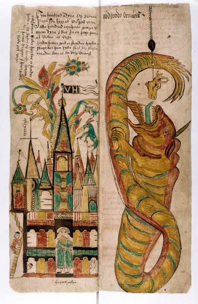 Valhalla e il Serpente di Midgard, 1680 da Icelandic School