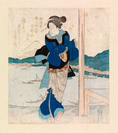 Geisha sul balcone di un padiglione di ciliegi, c.1830 (xilografia a colori) da Ichiyusai Kuniyoshi