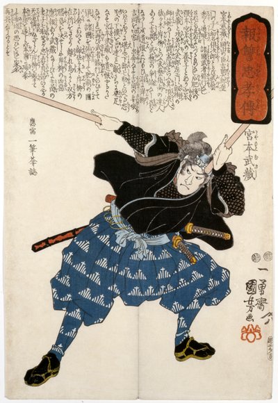 Miyamoto Susashi, il samurai, inciso da da Ichiyusai Kuniyoshi