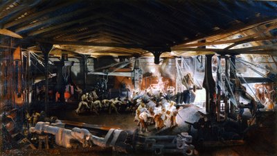 Forgiatura di un albero piegato nella fabbrica di Indres di F. Bonhommé da Ignace Francois Bonhomme