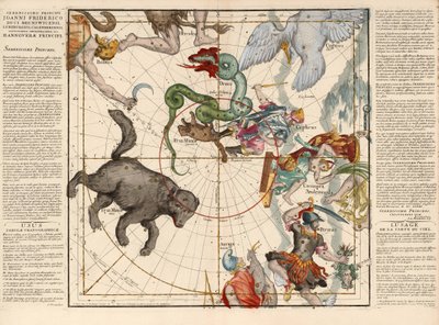Polo Nord, Tavola 1 da Globi coelestis in tabulas planas redacti descriptio, pub. 1674 da Ignace Gaston Pardies