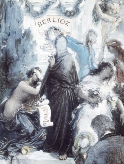 Litografia ad acquerello commemorativa del centenario della nascita di Hector Berlioz da Ignace Henri Jean Fantin Latour