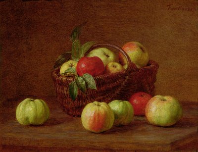 Mele in un cesto e su un tavolo da Ignace Henri Jean Fantin Latour