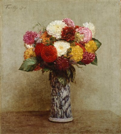 Dalie in un Vaso Cinese da Ignace Henri Jean Fantin Latour