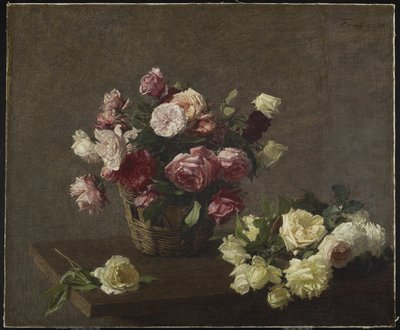 Rose in un cesto da Ignace Henri Jean Fantin Latour