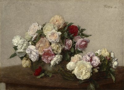 Rose in una ciotola e piatto, 1885 da Ignace Henri Jean Fantin Latour