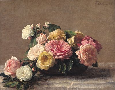 Rose in un Piatto, 1882 da Ignace Henri Jean Fantin Latour