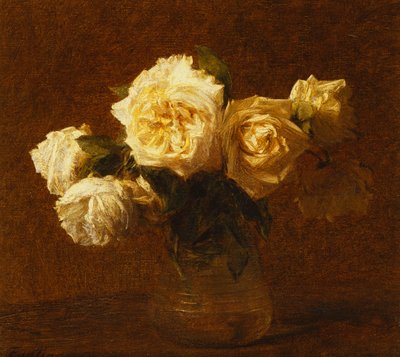 Sei rose gialle in un vaso da Ignace Henri Jean Fantin Latour