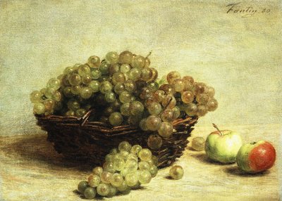Natura morta, uva e mele in un cesto, 1880 da Ignace Henri Jean Fantin Latour