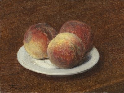 Tre pesche su un piatto da Ignace Henri Jean Fantin Latour