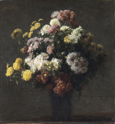 Vaso con crisantemi da Ignace Henri Jean Fantin Latour